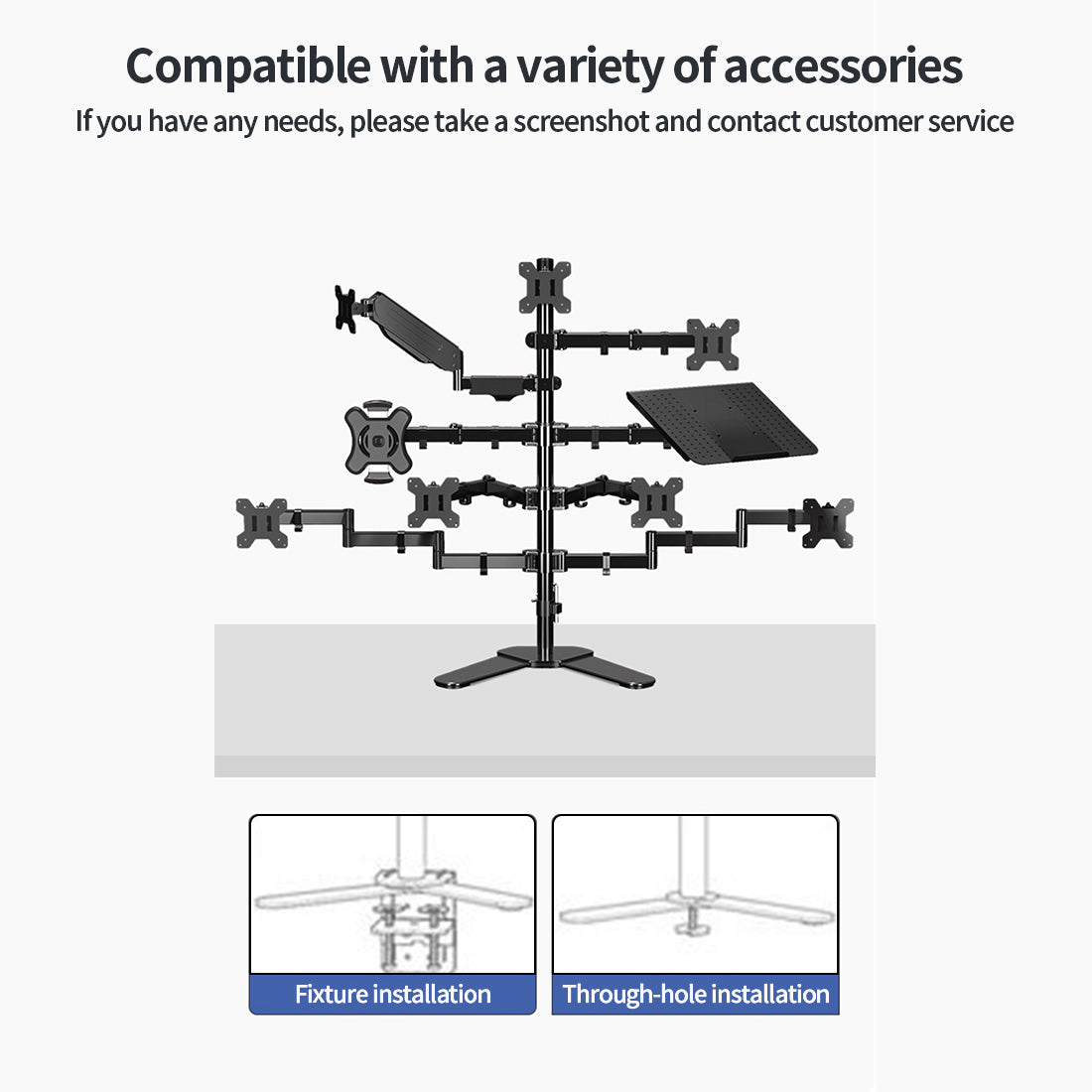 Hoowalt 75cm Height Adjustable Desk Mount with V Clamp and VESA Plate Monitor Mounts and Stands