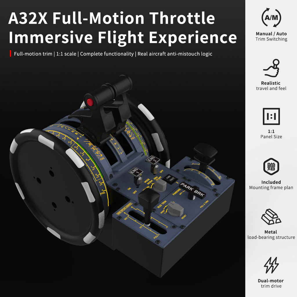 Hoowalt D107 V2 A32X Motorized Throttle Quadrant Multi-Engine Throttle Systems