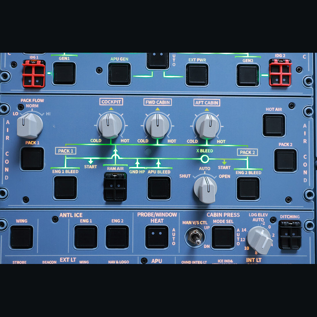 Hoowalt D111 A32X Near Full Scale Overhead Panel Instrument Panels