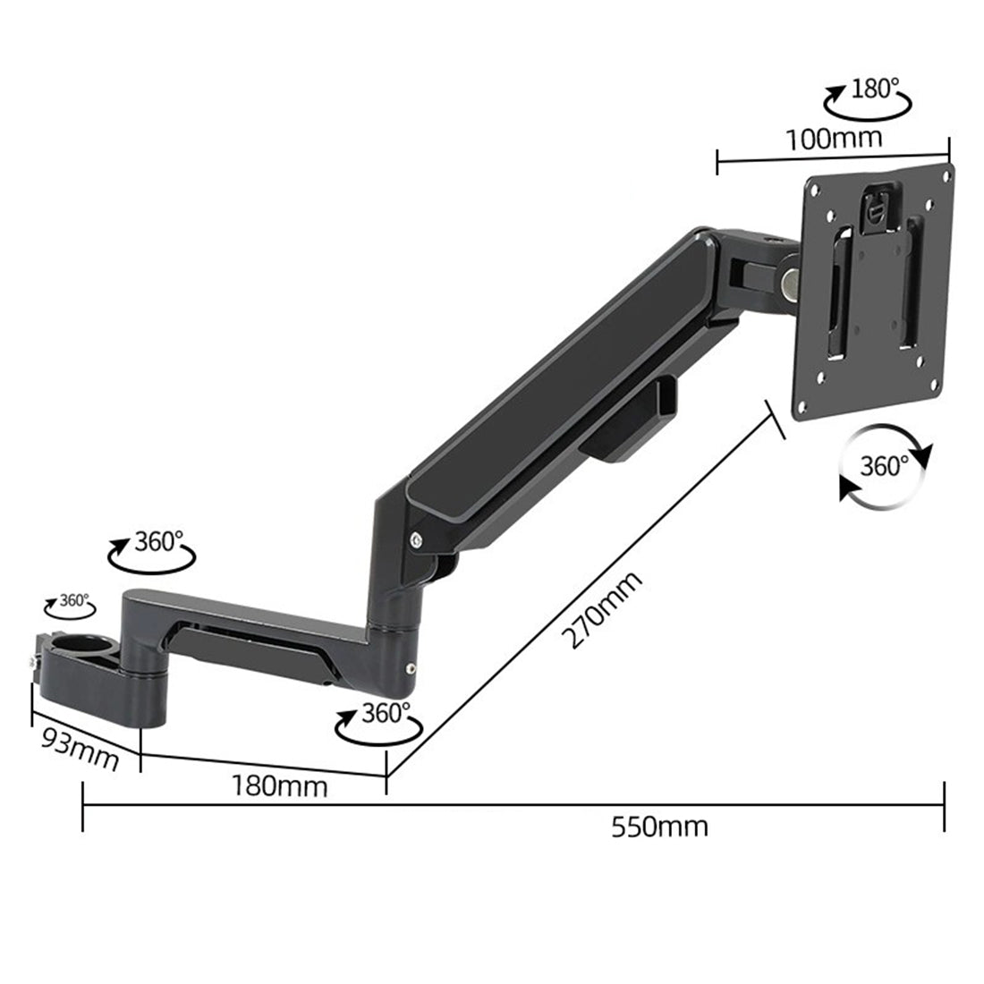 Hoowalt Clamp Style Gas Spring Monitor Arm with VESA Mount Monitor Mounts and Stands